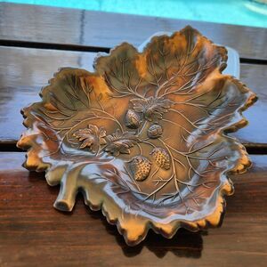 Vintage Coppercraft Guild Decorative Leaf Dish Strawberry 11 in x 8.75 in